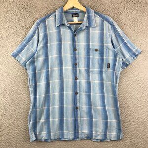 Men's Patagonia Short Sleeve Button-Up Plaid Shirt size M